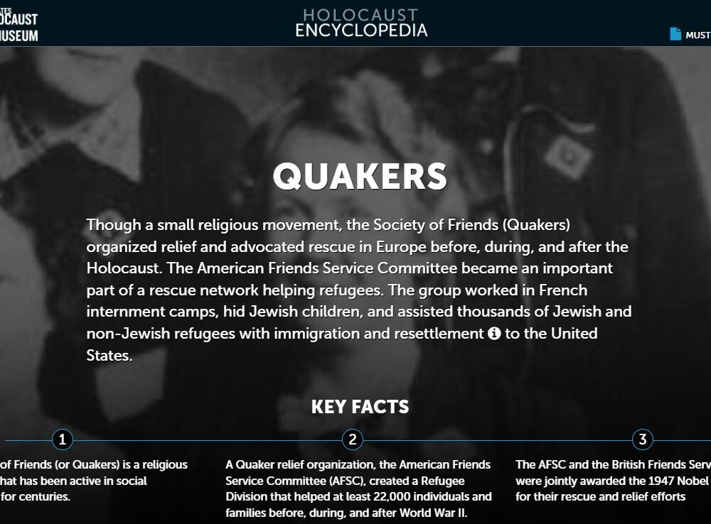 1931-1945: The American Friends Service Committee, in cooperation with European Friends, aids Jews seeking to emigrate from Germany and Nazi-occupied Europe.