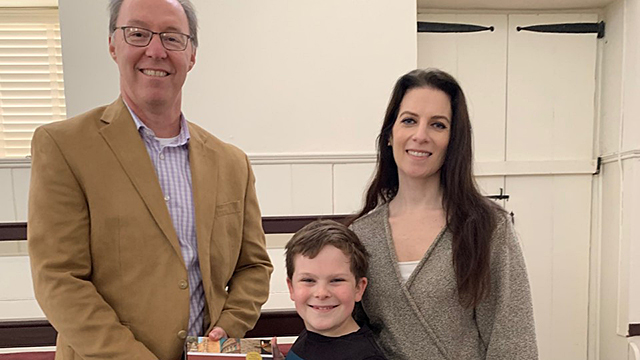 Charlie Forte, Newtown Quaker Meeting Clerk, Mark Ratliff, and Charlie's mother, Julie Forte