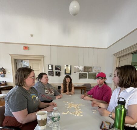 Friends play games during Spring Overnight Retreat