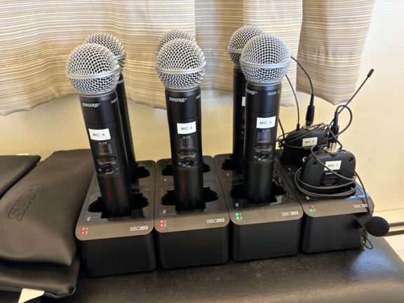 Microphones at State College Friends Meeting.