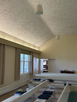 Ceiling speakers at State College Friends Meeting.